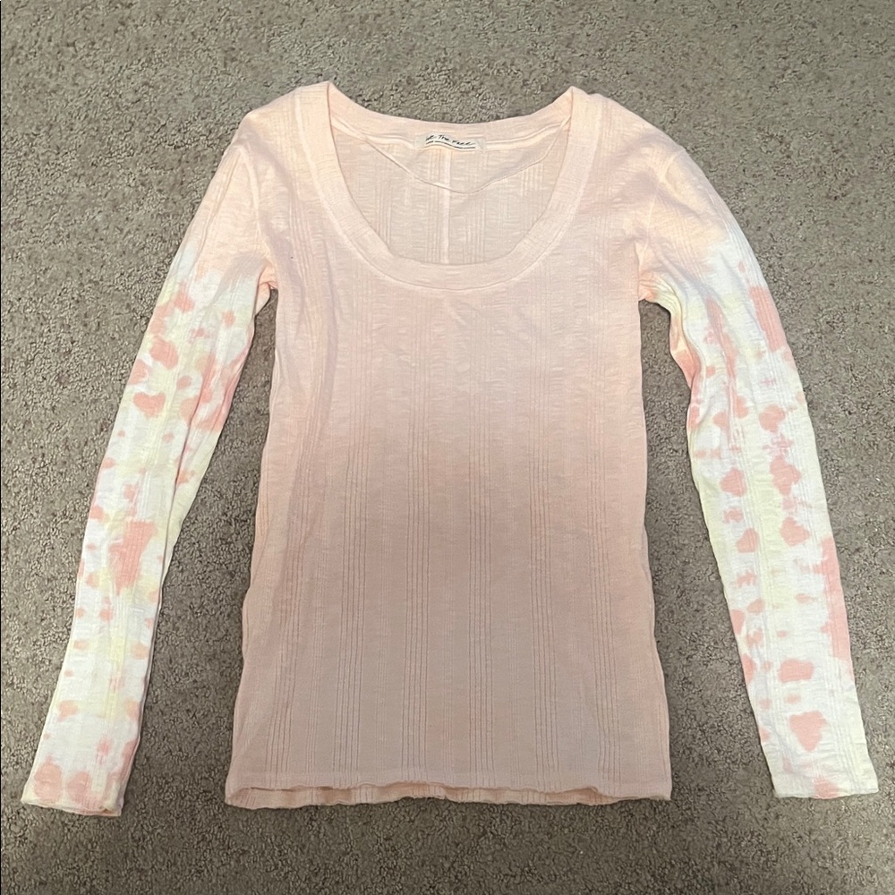 Free People Long Sleeve Pastel Tie-Dye Tee